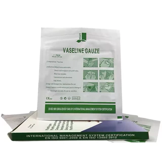 Vaseline Gauze ตาข่ายติดแผล ผ้าก๊อซเคลือบวาสลีน 1 กล่อง/ 10ซอง