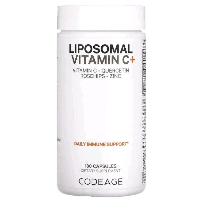 Codeage, Vitamins, Liposomal Vitamin C+, Vitamin C, Quercetin, Rosehips, Zinc, 180 Capsules