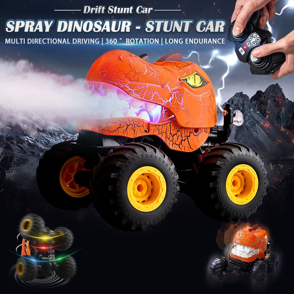 2.4G RC Stunt Spray Music Dinosaur Car Cross-country Climbing with LED/Music Kid Toy Remote Control Car