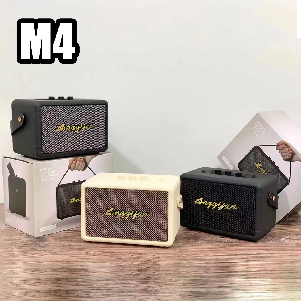 ลำโพงบลูทูธ รุ่น M4 สไตล์เรโทร 55 วัตต์ เชื่อมต่อ 2 ตัวได้ ประกัน 1 ปี เสียงดีมาก