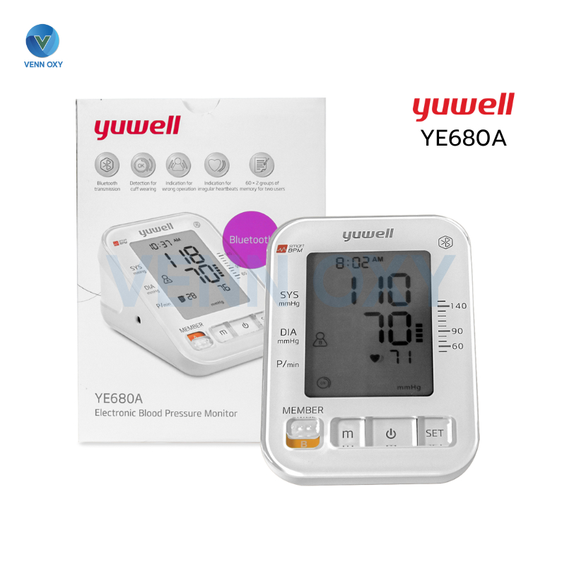 Yuwell Blood Pressure Monitor เครื่องวัดความดันโลหิตดิจิตอล Yuwell รุ่น YE680A (มี Bluetooth)