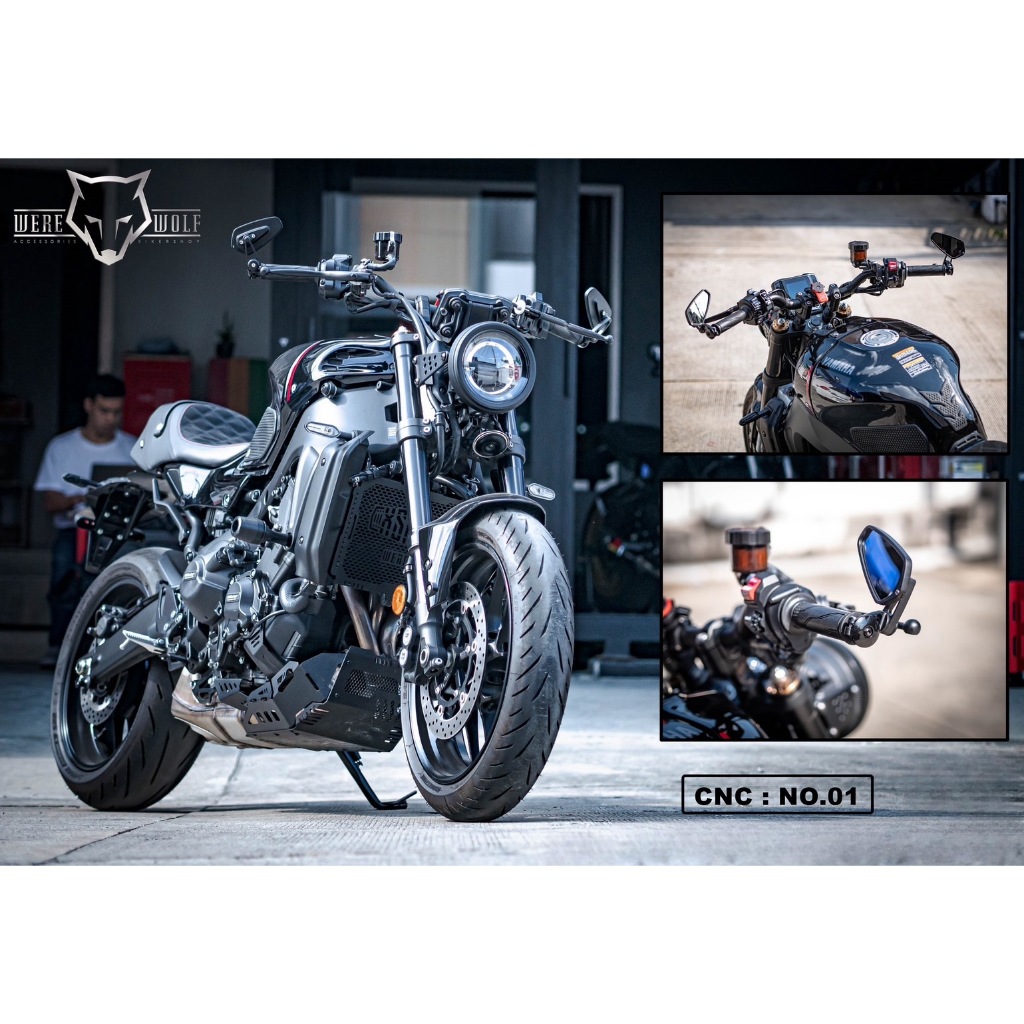 กระจก + ตุ้มปลายแฮนด์ Were Wolf สำหรับ YAMAHA MT-07, MT-09 Gen1-Gen4, XSR700, XSR700 Gen2, XSR900, XSR900 Gen2, MT-10