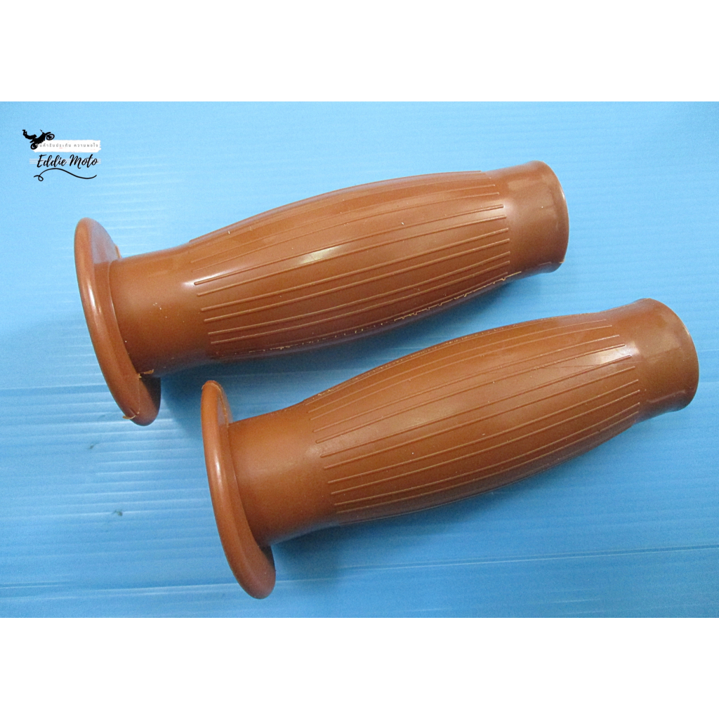 HANDLE GRIP BROWN & CHROME END Fit For HONDA CBR1000 ST1100B VF1000 VR1000 // ปลอกแฮนด์ สีน้ำตาล