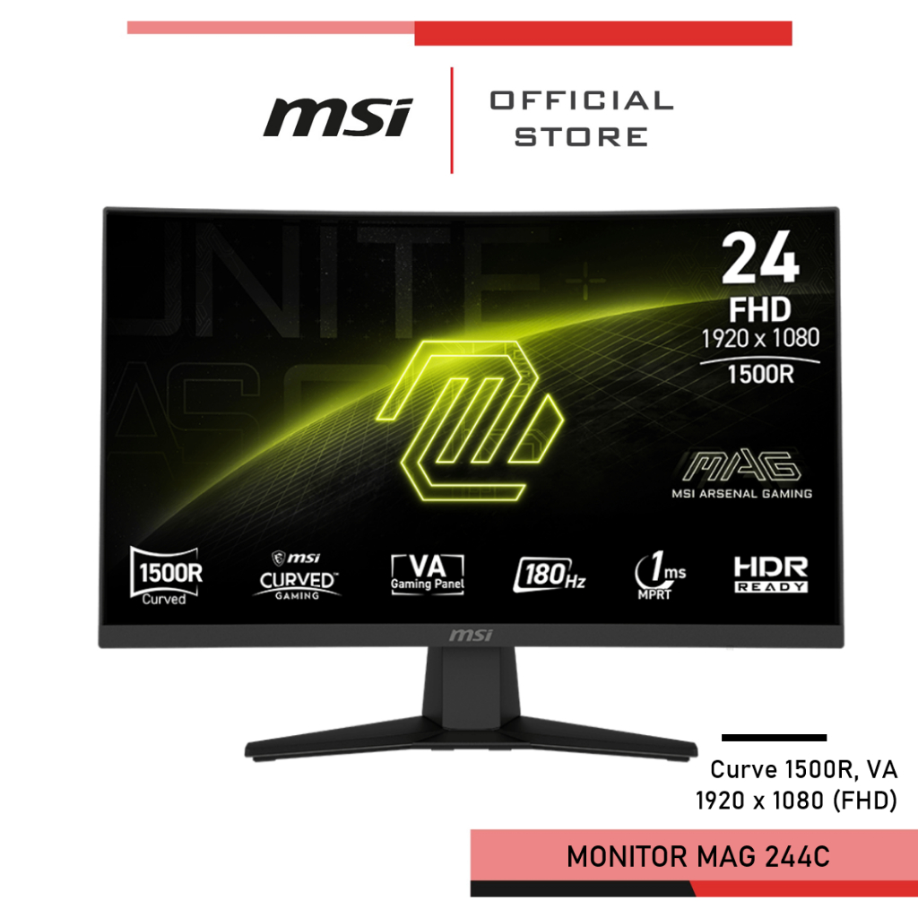 MSI MAG 244C Monitor จอคอมพิวเตอร์ 1920 x 1080 (FHD) 180Hz VA - Curve Monitor