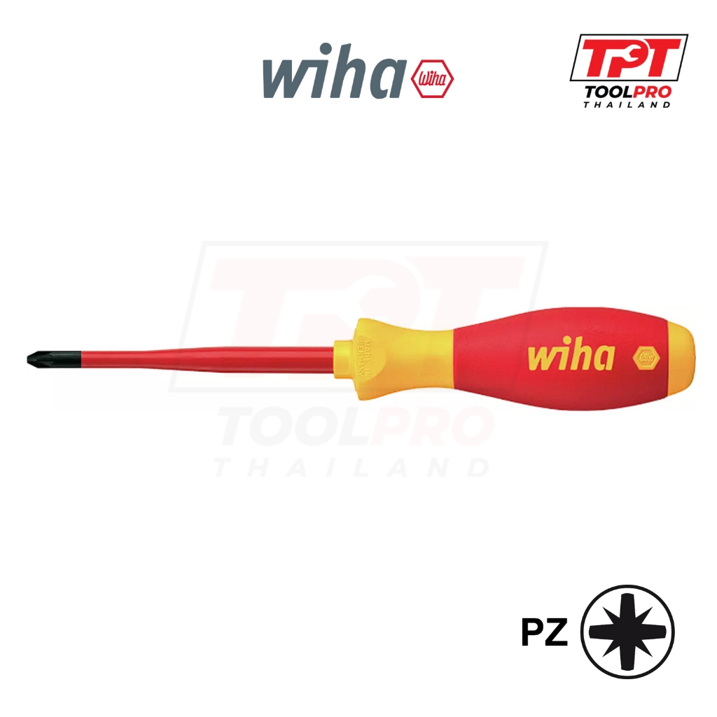 Wiha ไขควง ปลายสลิม 3241 VDE SoftFinish electric Pozidrive Screwdriver (PZ1, PZ2)