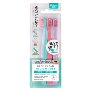 Skynlab แปรงสีฟันดีพคลีนมีเดียมซอฟท์ 3ชิ้น