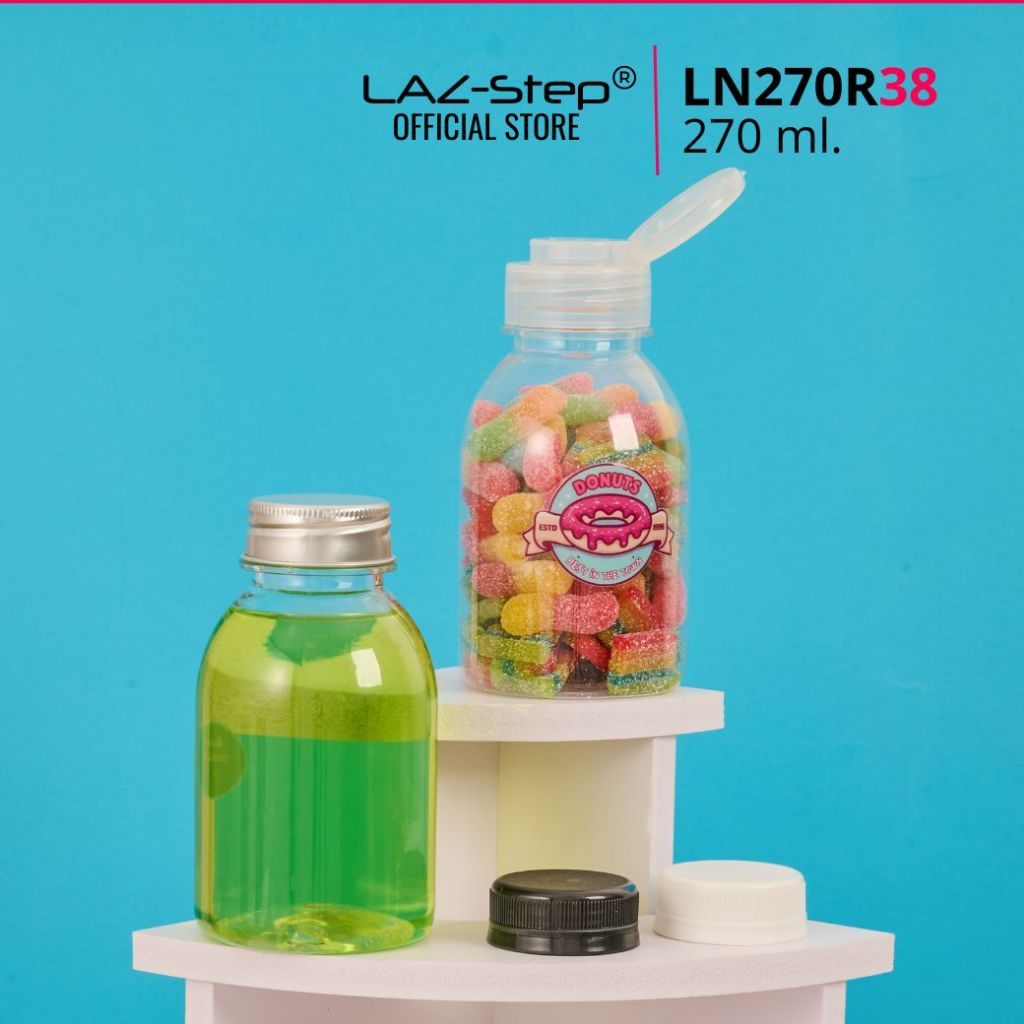 LAZ-Step ขวดพลาสติกหูหิ้ว PET  Bottles ซีรี่ย์ 38 รหัส LN270R38 ความจุ 270 ml. บรรจุลังละ 196 ชุด