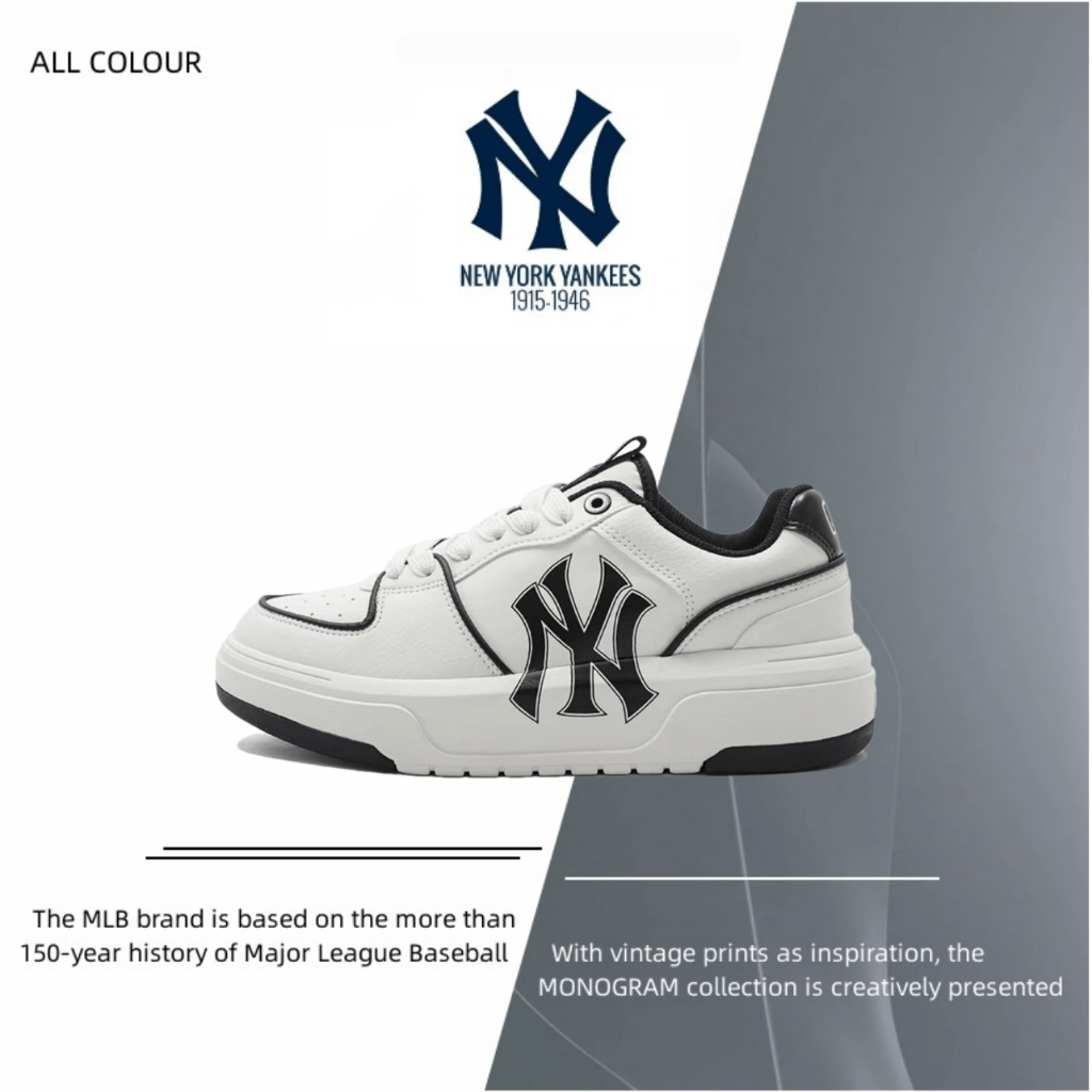 【ของแท้%100】MLB Chunky Liner Sneakers รองเท้าผ้าใบ รุ่น รองเท้าลำลอง-ขาว จัดส่งที่รวดเร็ว