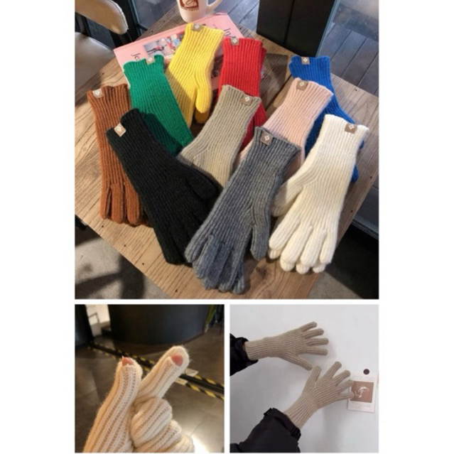 ถุงมือไหมพรมถัก มีช่องเปิดนิ้ว สัมผัสหน้าจอได้ ให้ความอบอุ่น กันหนาว fluffy wool glove