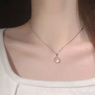 ESCOBAL สร้อยคอเงินแท้ Pink Chalcedony จี้เงินแท้ สร้อยมงคล สร้อยเปลี่ยนสี สร้อยแฟชั่น วาเลนไทน์