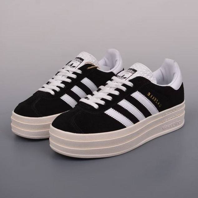 ADIDAS Originals gazelle สายฟ้า clover หนาแต่เพียงผู้เดียวสบาย ๆ ป้องกันการลื่นไถลสวมรองเท้าพื้นต่ำ 