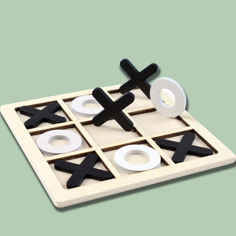 Xo Triple Tic Tac Toe Chess บอร์ดเกมกระดานไม้ ของเล่นเสริมการเรียนรู้เด็ก - รูปที่ 2