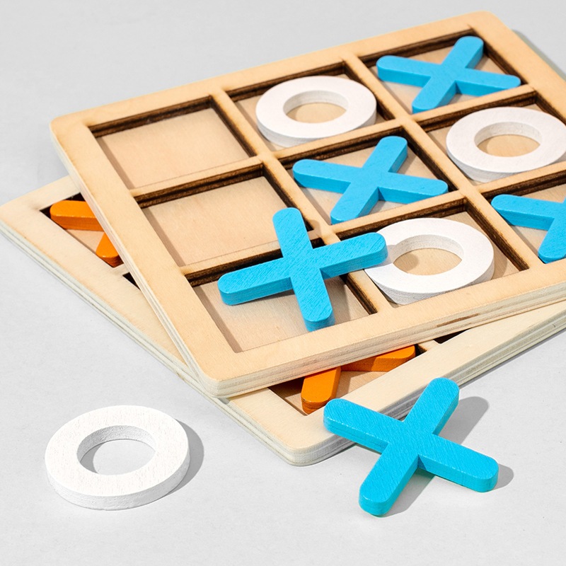 Xo Triple Tic Tac Toe Chess บอร์ดเกมกระดานไม้ ของเล่นเสริมการเรียนรู้เด็ก - รูปที่ 7