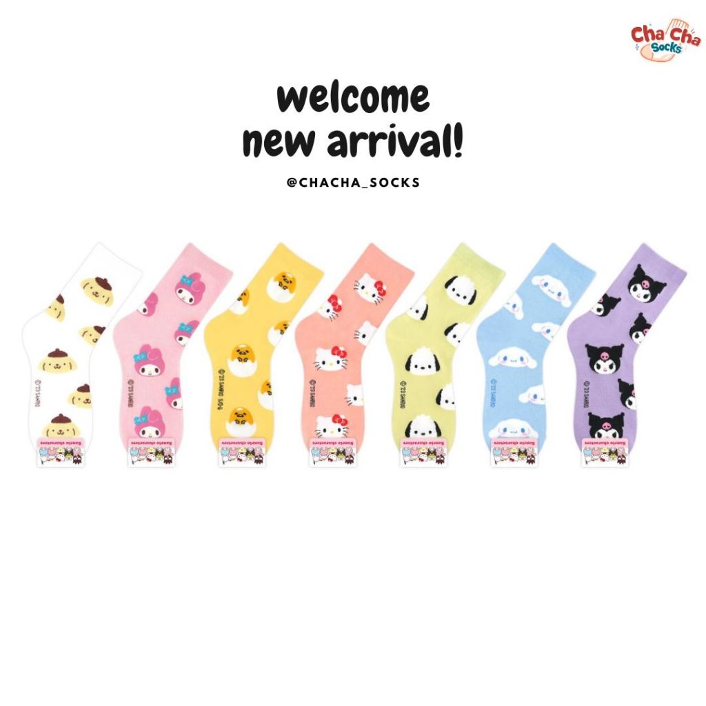 Chacha socks - ถุงเท้าซานริโอ้ Sweetie Sanrio Socks ถุงเท้าข้อยาว ถุงเท้าเกาหลี แบรนด์ kikiya นำเข้าจากเกาหลี