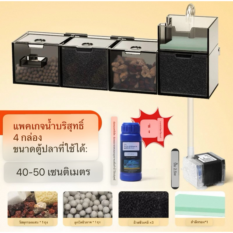 Black Clear Box MULTIFUNCTIONAL BIO TOP FILTER กรองบน กั้นช่อง พร้อมปั้มน้ำ สารกรอง แบคทีเรียตั้งต้น รุ่น 2 / 3 / 4 ช่อง - รูปที่ 6