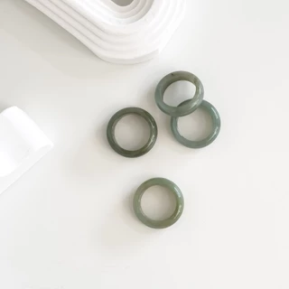 แหวน หยกพม่าแท้ ทรงหลังเต่า โทนสีธรรมชาติ half round ring jade by siamonlineshop