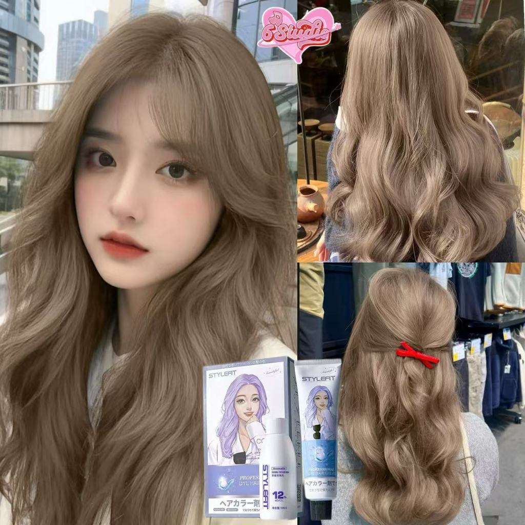 สีย้อมผม STYLE FITยาย้อมผม น้ํายาย้อมผม ไม่ต้องกัดสีผม ย้อมผมเองโดยไม่ทำให้ผมเสีย ฟรีอุปกรณ์ทําสีผม