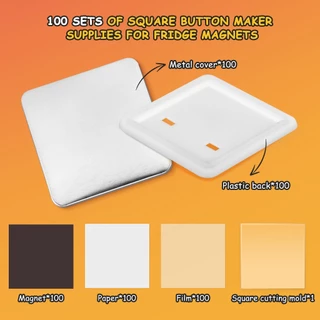 100 Set 50mm*50mm Square Pin/magnet Button Making Supplies for Square Button Maker
