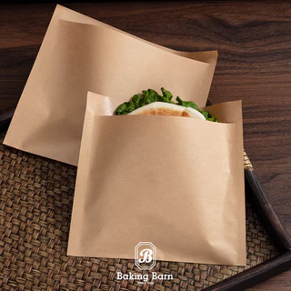 Baking barn (100 ชิ้น/แพ็ค) ถุงกระดาษคราฟท์ สีน้ำตาล เบเกอรี่ Paper Bag เคลือบมัน ฟู๊ดเกรด