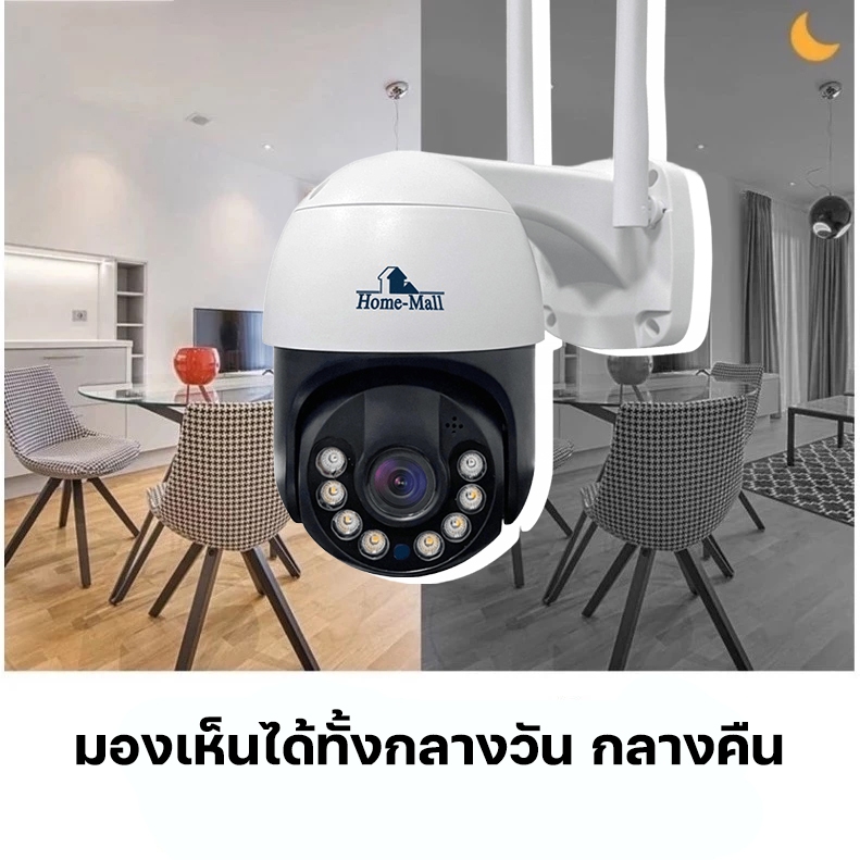 HOME-MALL กล้องวงจรปิดกันน้ำ กล้องวงจรปิด PTZ Wifi ไร้สาย ไซส์มินิ หน้าปัดดำ ip camera WIODO