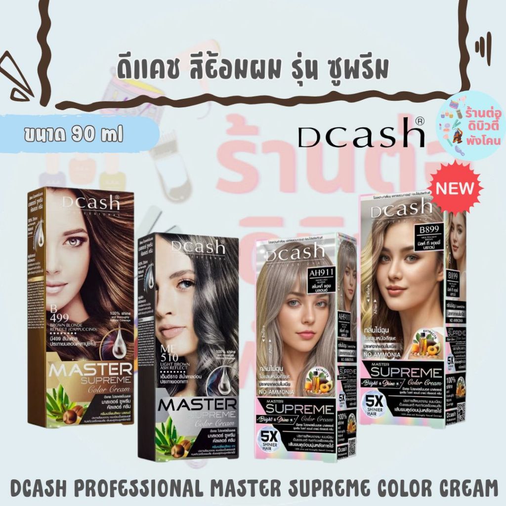 (ตัดฝา) สีย้อมผม ดีแคช รุ่น ซูพรีม Dcash Professional Master Supreme Color Cream ขนาด 90 ml 40 สี ( สีพร้อมไฮ )