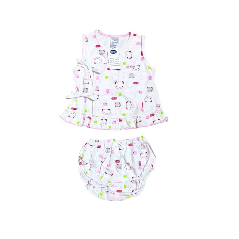 Enfant Debon New Collection ชุดเซ็ต เสื้อแขนสั้นผูกหน้า พร้อมกางเกงใน สำหรับเด็กอายุแรกเกิด-6เดือน