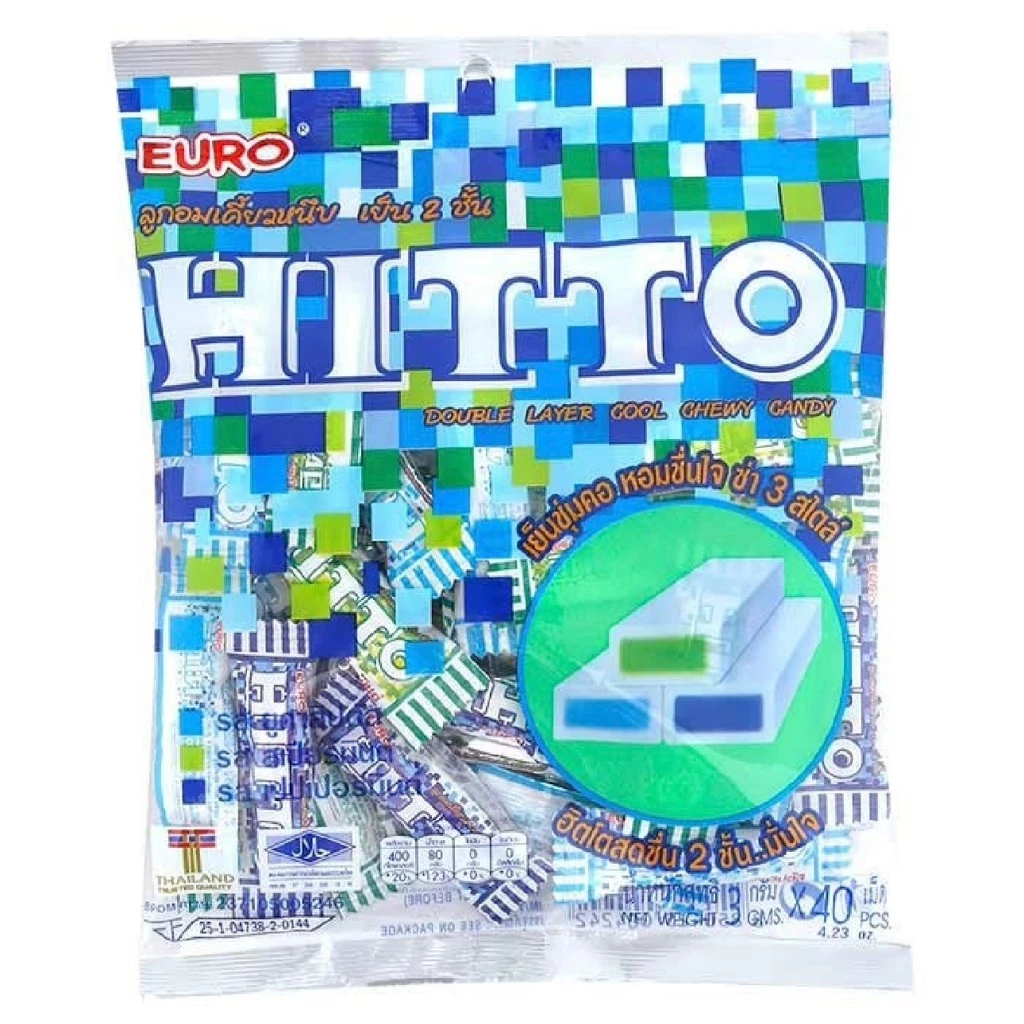 HITTO ฮิตโต ลูกอมเคี้ยวหนึบรวมรส (3 กรัม x 40 เม็ด) 120 กรัม