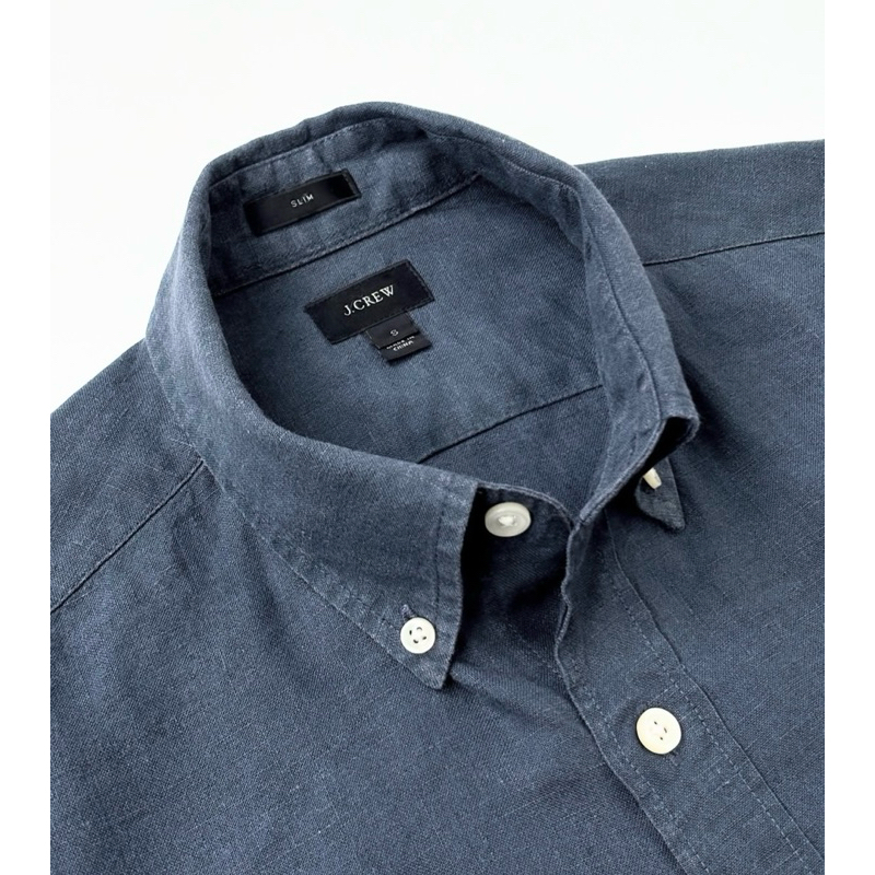 J Crew Navy Blue Linen BD Collar Shirt
