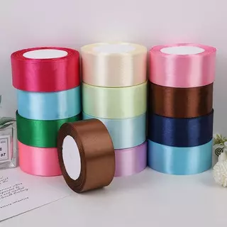 (25 หลา/ม้วน) ริบบิ้นผ้าซาติน ด้านเดียว 4CM. 4 ซม ริบบิ้นตกแต่ง ของขวัญคริสต์มาส แฮนด์เมด DIY ริบบิ้นด