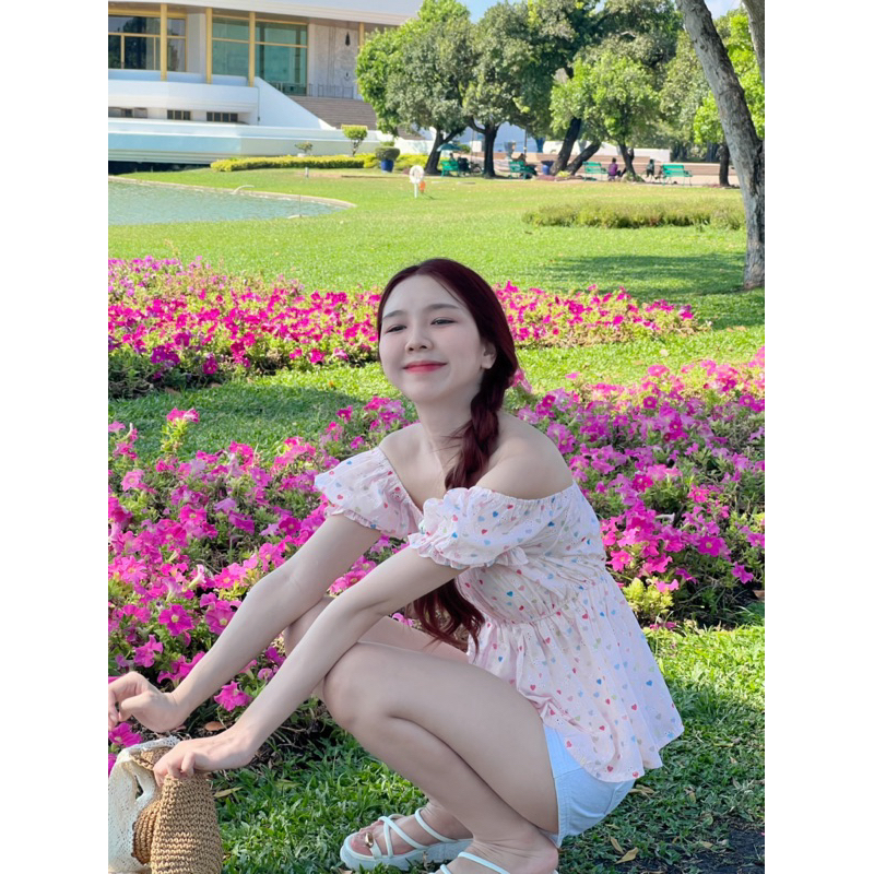 𝐌𝐲 𝐇𝐞𝐚𝐫𝐭 𝐓𝐨𝐩 เสื้อแขนตุ๊กตาลายหัวใจน่ารักมาก เนื้อผ้าเป็นผ้าฉลุใส่สบายเหมาะกับซัมเมอร์นี้สุดๆ