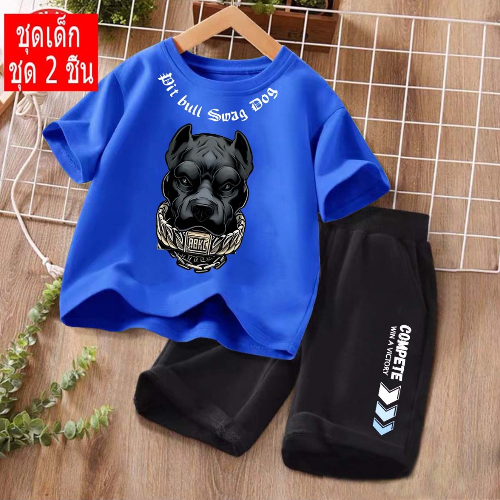 รุ่นเด็ก J-1251+DD1134 เสื้อยืดแขนสั้น+กางเกงขาสั้นเป็นชุดเซ็ตพร้อมส่ง 10สี ลายขายดีตามเทรนด์ ใส่ได้ทั้งเด็ก ช/ญ