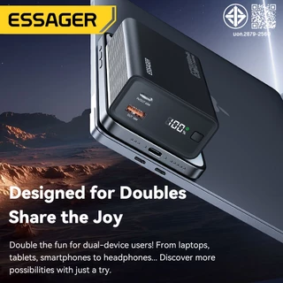 Essager 65W 20000mAh พาวเวอร์แบงค์จอแสดงผลดิจิตอล สีดำ