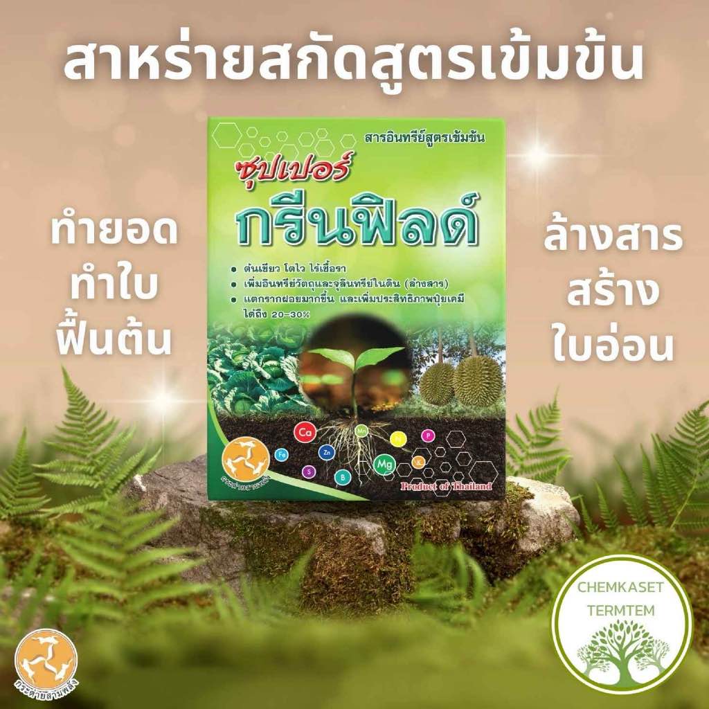 ซุปเปอร์กรีนฟิลด์🍀ขนาด 100 กรัม☘️ฟื้นต้นพืชโทรม เพิ่มรากฝอย เพิ่มอัตราการงอกของเมล็ด แก้ข้าวโทรม