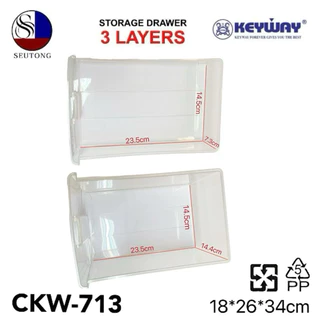 Keywayกล่องลิ้นชัก ลิ้นชักอเนกประสงค์3ชั้น สีใส เเข็งเเรงทนทาน รุ่น CKW-613,CKW-713