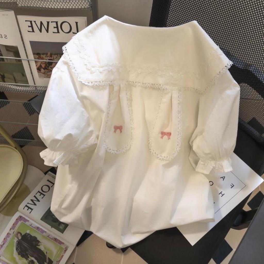 Olive♡[พร้อมส่ง]เสื้อหูกระต่ายสีขาวน่ารัก(A41)