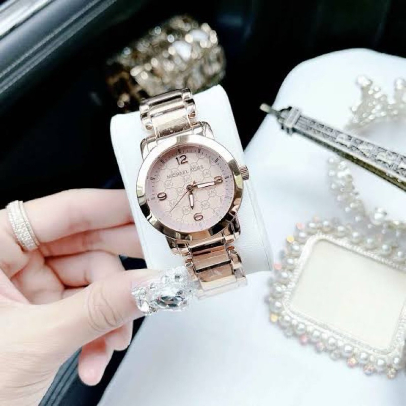 น่าย๊ากกก  นาฬิกา MK Runway Rose Gold Dial Ladies Watch MK3159