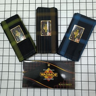ผ้าโสร่งผู้ชาย   แบรนด์  WADIMOR ลายดำตาราง สวย ดูดี กว้าง 2…