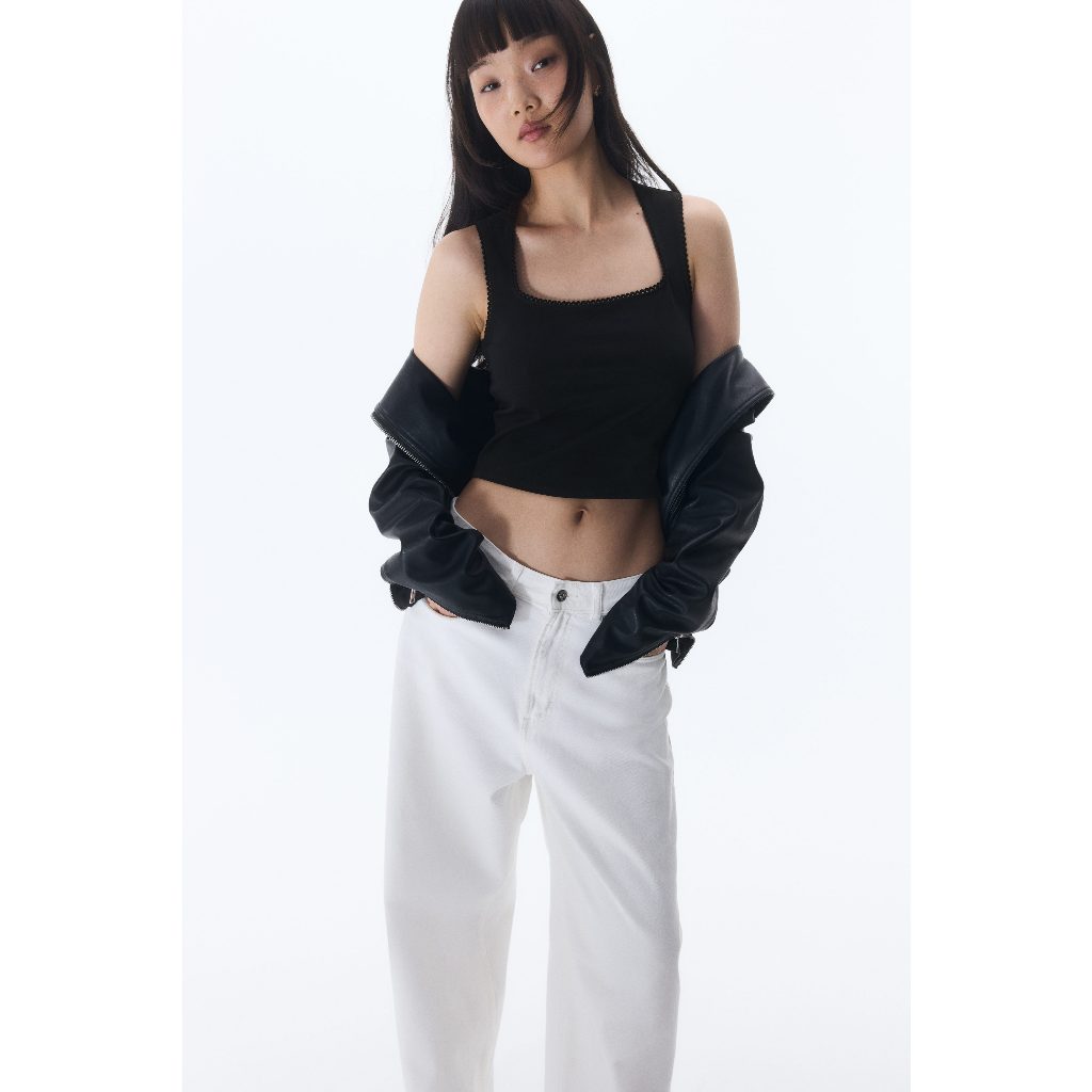 H&M(เอชแอนด์เอ็ม) เสื้อกล้ามแขนกุดตกแต่งด้วยปักลูกไม้แบบ Picot ผู้หญิง 1259458_1 - รูปที่ 5