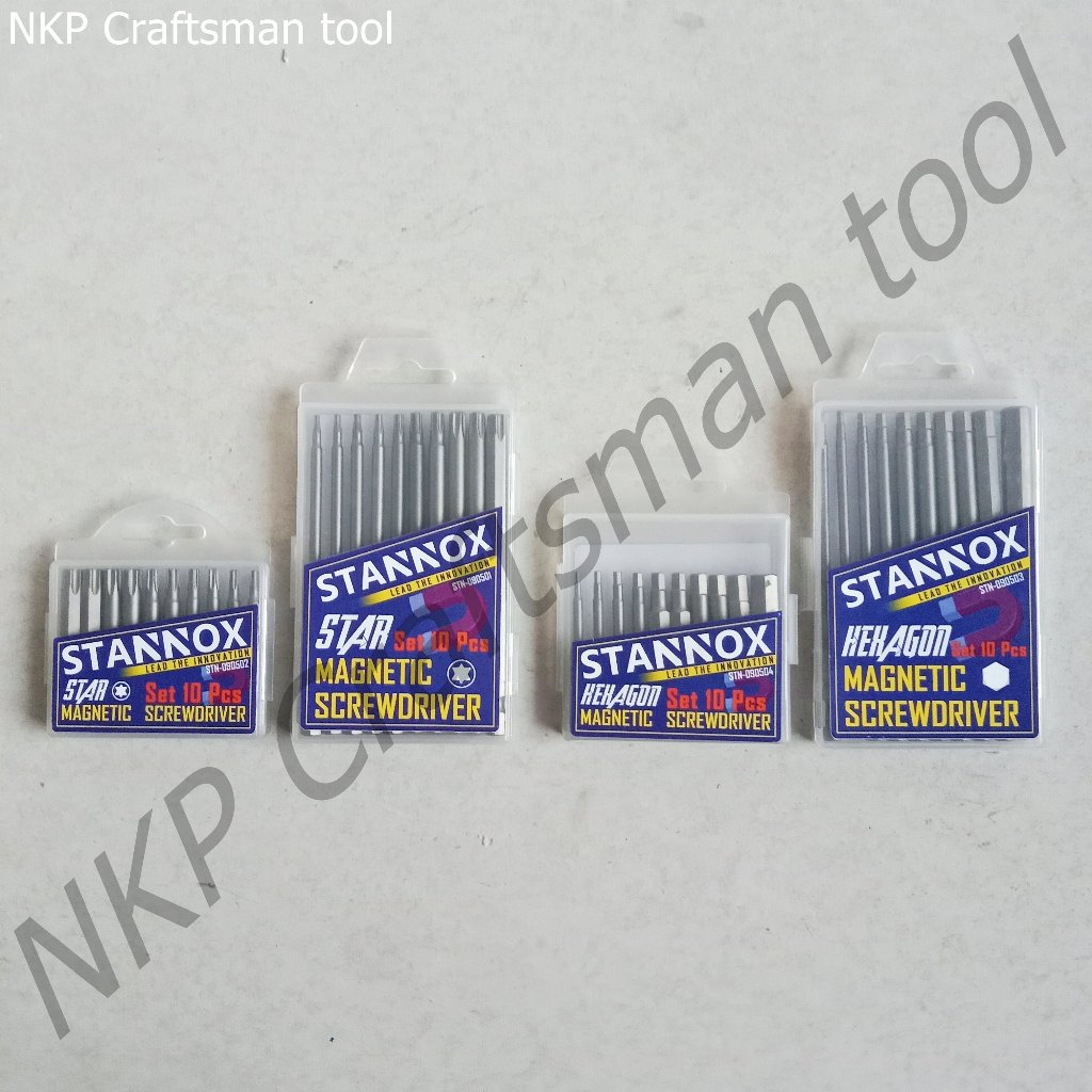 ดอกไขควงลม STANNOX (หัวแฉก) (หัวหกเหลี่ยม) ขนาด 100mm(ยาว) 50mm(สั้น) (10ตัวชุด)