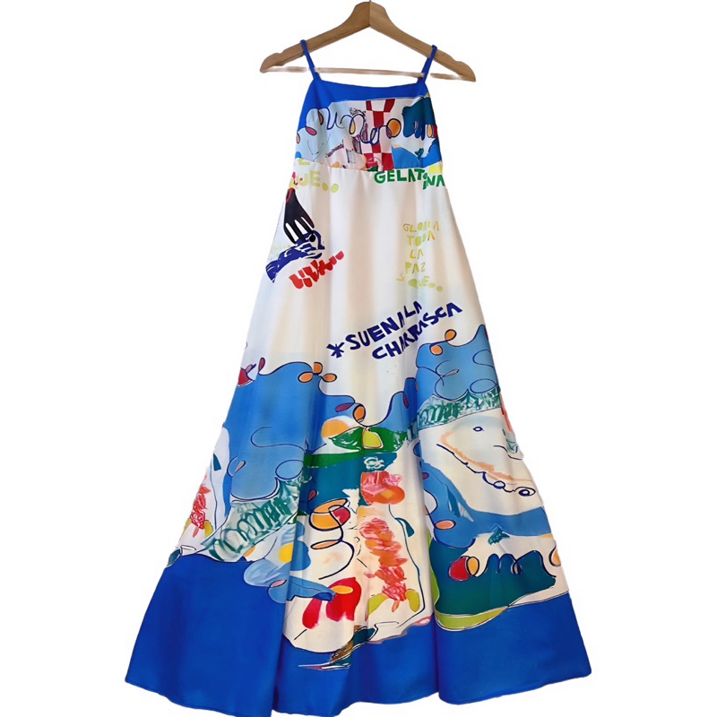 sirin studioเดรสผลไม้สายเดียวสวยลายปริ่นผ้าผลไม้A08