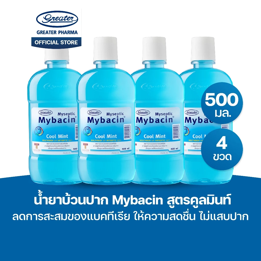 น้ำยาบ้วนปาก สูตรคูลมินท์ ลดการสะสมของแบคทีเรีย ให้ความสดชื่น ไม่แสบปาก ขนาด 500มล แพ๊ค 4 ขวด