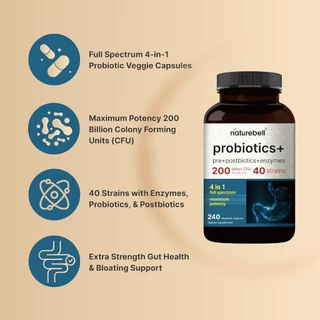NatureBell Probiotics 200 Billion CFU Per Serving , 240 Veggie Capsules (Sku.2577)