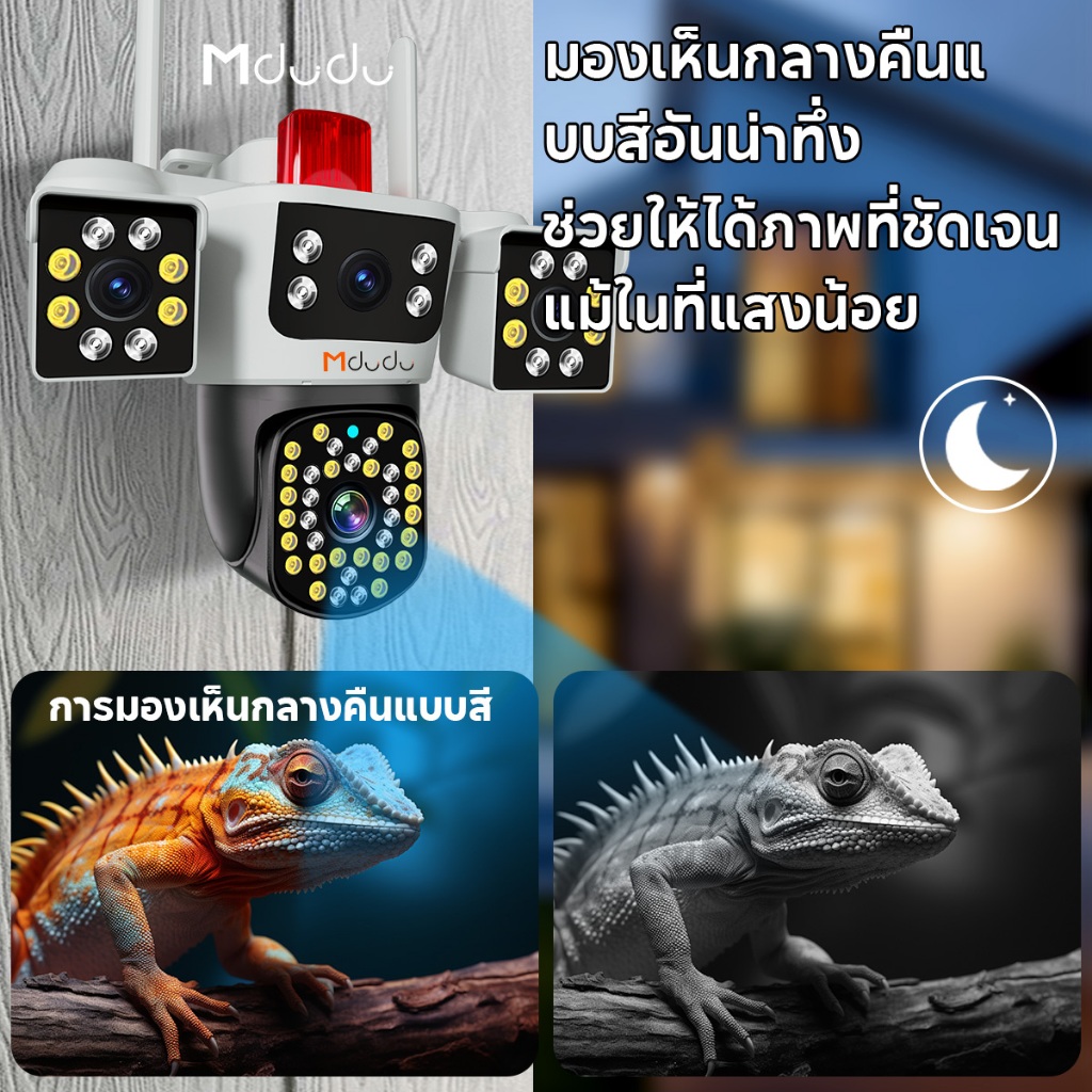 กล้องวงจรปิดสี HD 6MP WIFI นอกบ้าน 3IN1 3 ช่องมอง 360 องศา ครอบคลุมทุกมุม พร้อมแสงสว่าง กันน้ำ ติดตามการเคลื่อนไหว พร้อม
