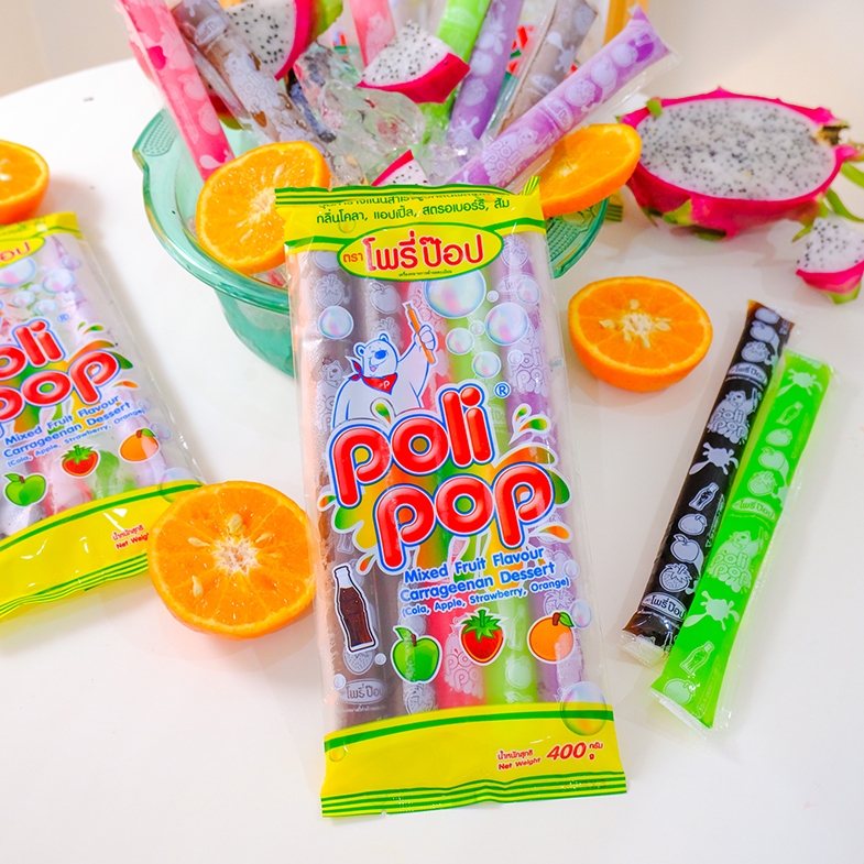 Poli pop ตัวดูด หวานเย็น กลิ่นผมไม้ วุ้นคาราจีแนนสำเร็จรูปกลิ่นต่างๆ