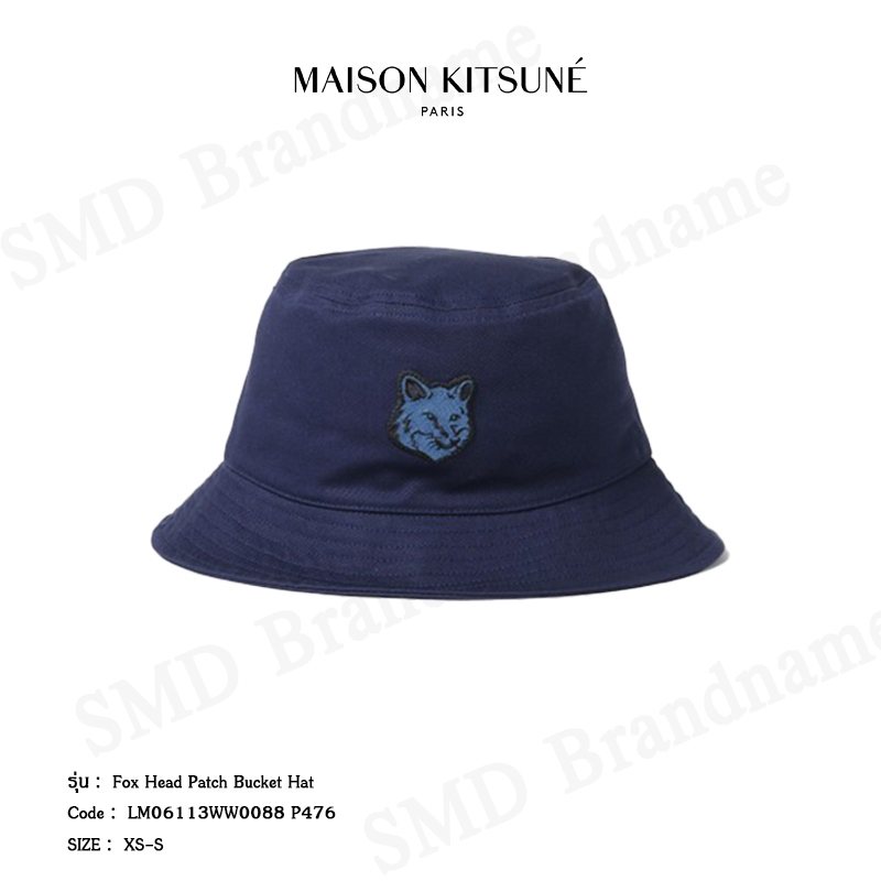 Maison Kitsune หมวกบักเก็ต รุ่น Fox Head Patch Bucket Hat Code: LM06113WW0088 P476