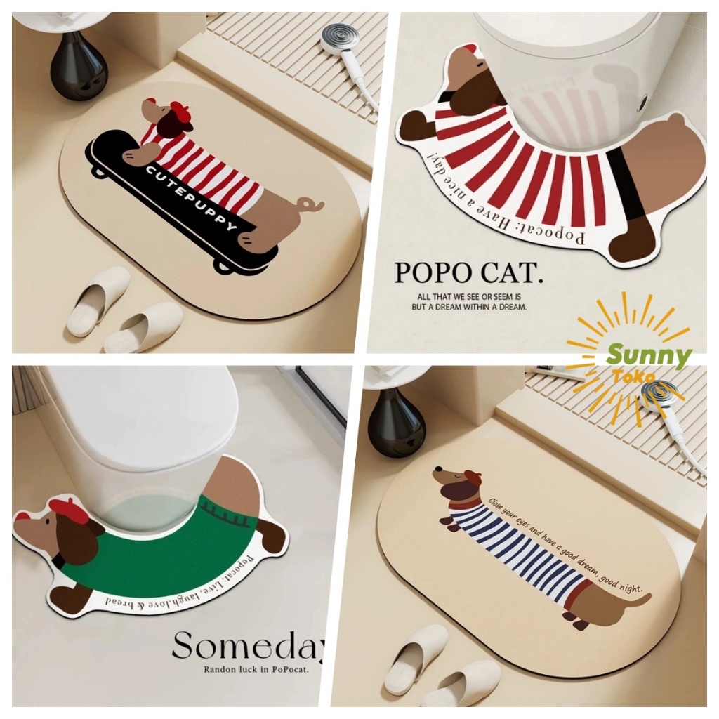 Sunny_🚚<COD>🔥พรมเช็ดเท้า🐶พรมเช็ดเท้า38.5*65cm พรมปูพื้นห้องน้ำรูปตัว U กันลื่นดูดซับน้ำได้ดี แผ่นดูดซับโคลนไดอะตอม