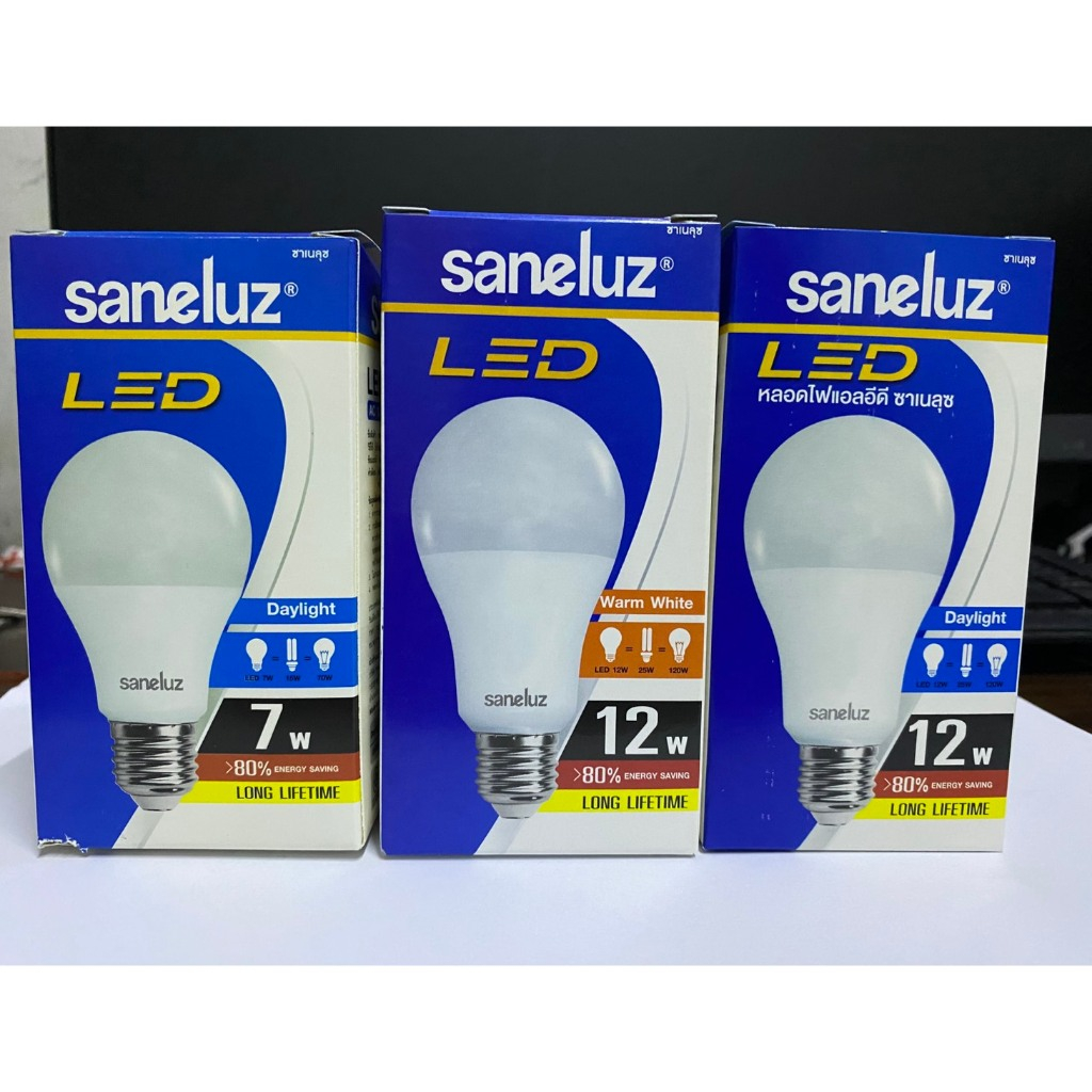 Saneluz หลอดไฟ LED Bulb 7W 12W แสงสีขาว แสงสีส้ม