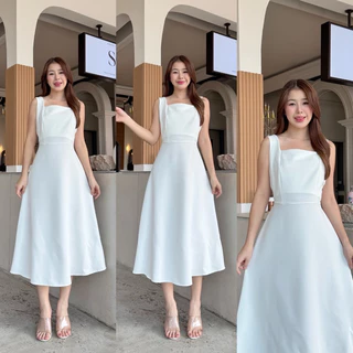 c92-2 ชุดเดรสแขนกุดเดรสยาว เดรสออกงาน เดรสสุภาพ