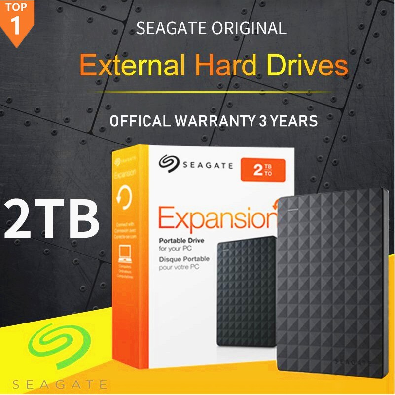 Seagate ฮาร์ดดิสก์พกพา External Hard Disk 2TB/1TB HDD External USB3.0 2.5" ฮาร์ดดิสก์ External การประกันคุณภาพ