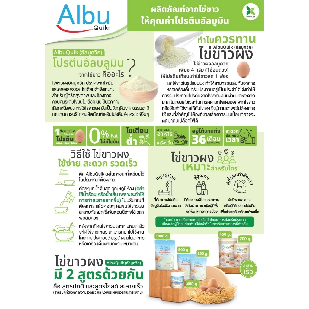 AlbuQuik โปรตีนไข่ขาวผง 250 กรัม รสธรรมชาติและวานิลลา thumbnail 9
